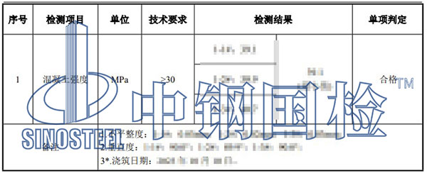 混凝土芯樣檢測項(xiàng)目結(jié)果